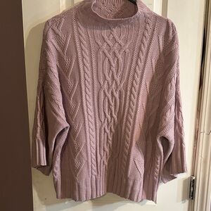 New York & Company Cable Knit Sweater in Soft Pink